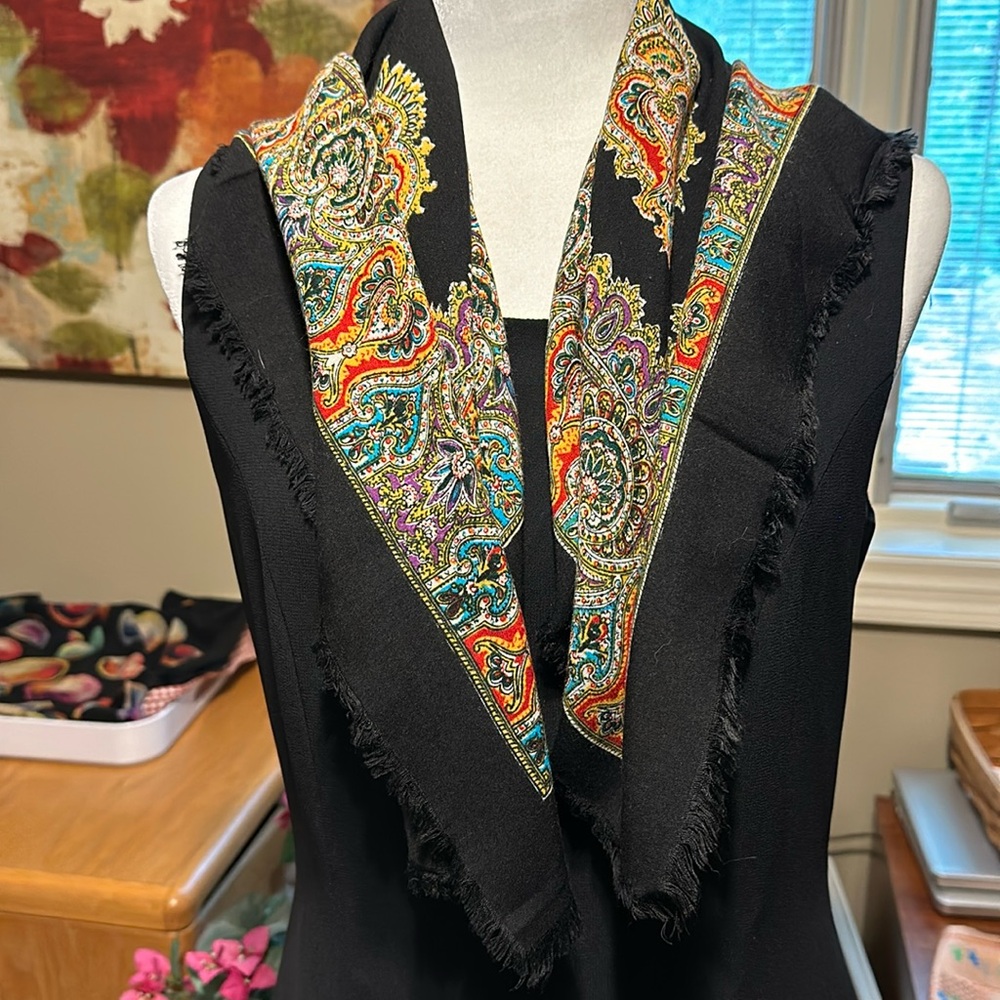 Colorful 30” Square Scarf with Black Background